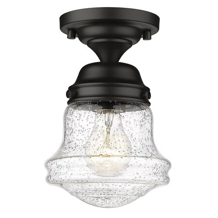 Z-Lite Vaughn 1 Light Flush Mount, Matte Black And Clear Seedy 736F1-MB